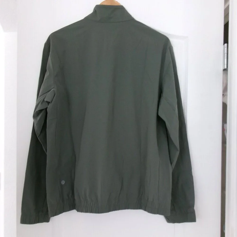 New Men's Lululemon ZEROED IN TRACK JACKET M Grey Sage Willow Leaf Green Grey - Picture 3 of 10